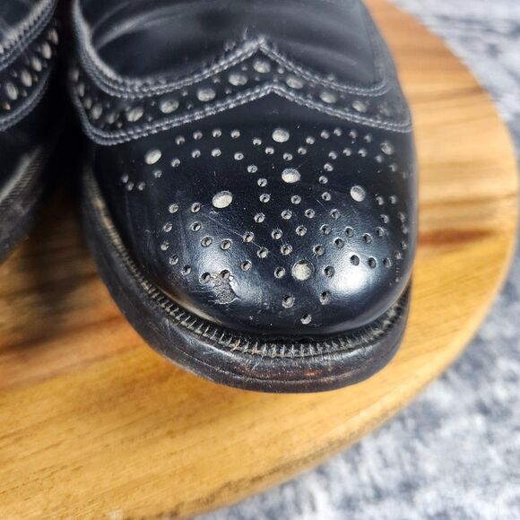 Allen Edmonds McAllister Shoes Mens 8.5 C Black Leather Wingtip Oxford USA main image 9
